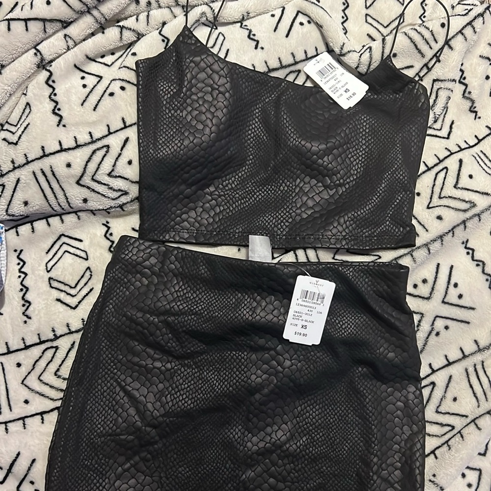 Black Snake Print Skirt and Top Set